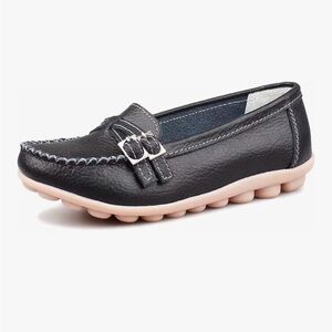 Black Leather Driving Loafers